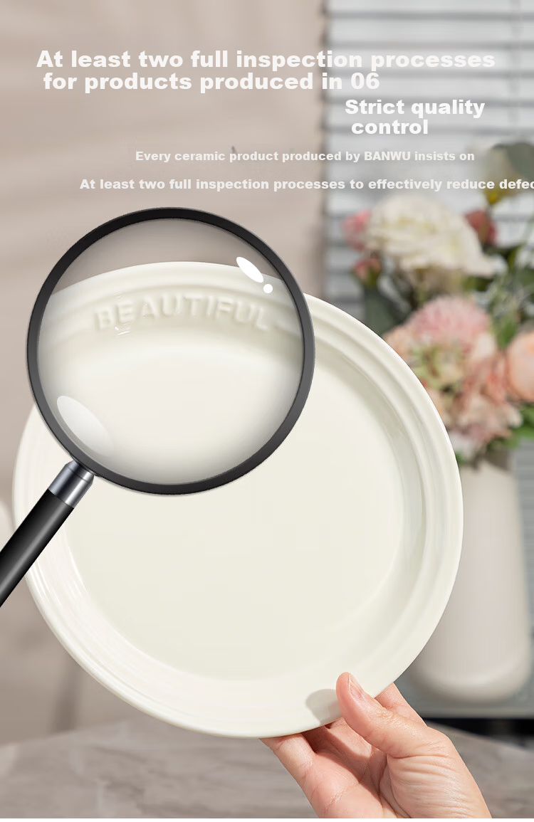 Banwushenghuo French Truffle White Tableware Set, Luxury Ceramic Dinnerware for Home Use, High-Quality Aesthetic Bowls And Plates, Housewarming Gift 10