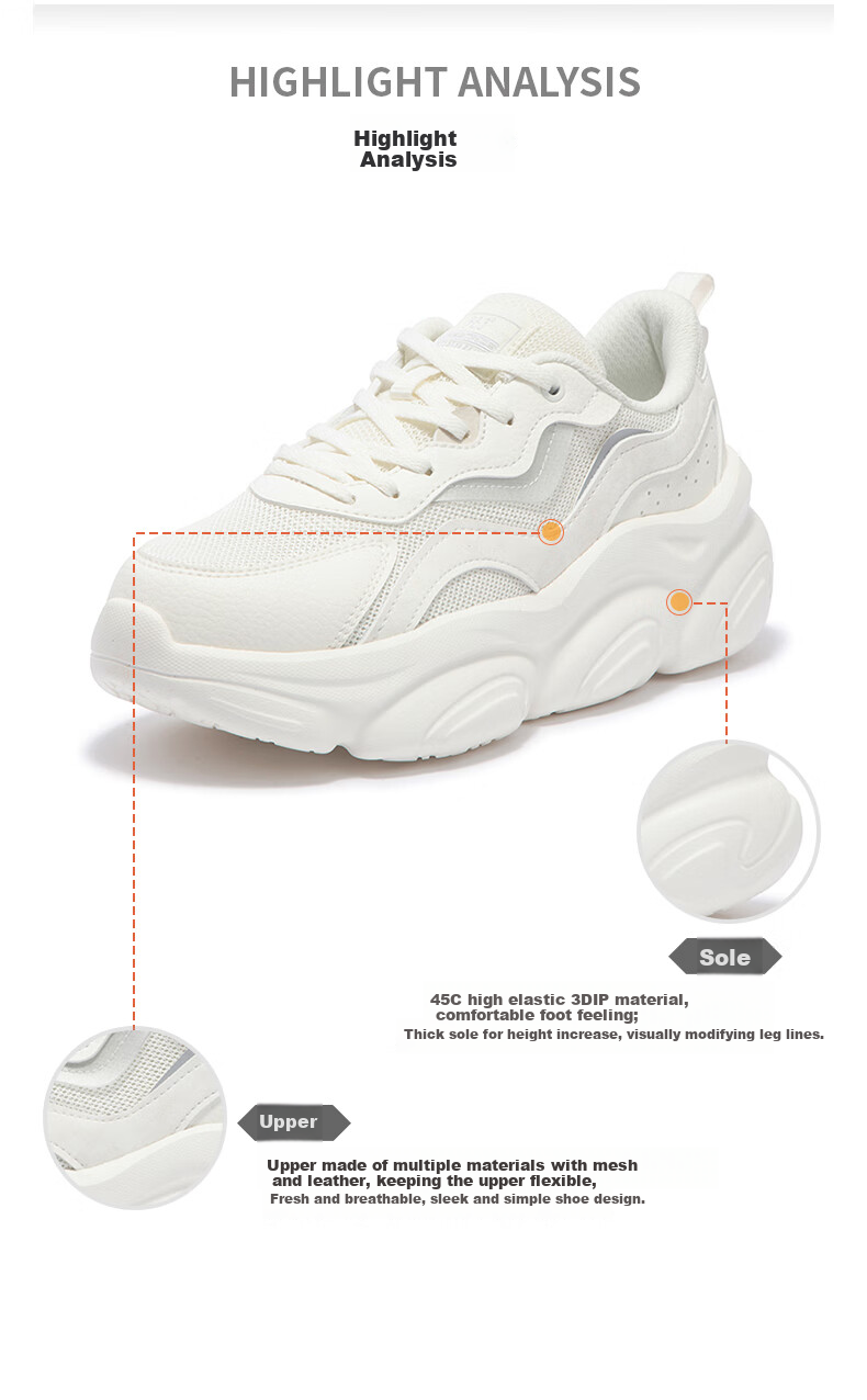 361° Women's Sports Shoes, Mengzua Spring And Summer Warm Retro Dad Thick-Soled Commuter Casual Shoes for Women, 682436710-4 21