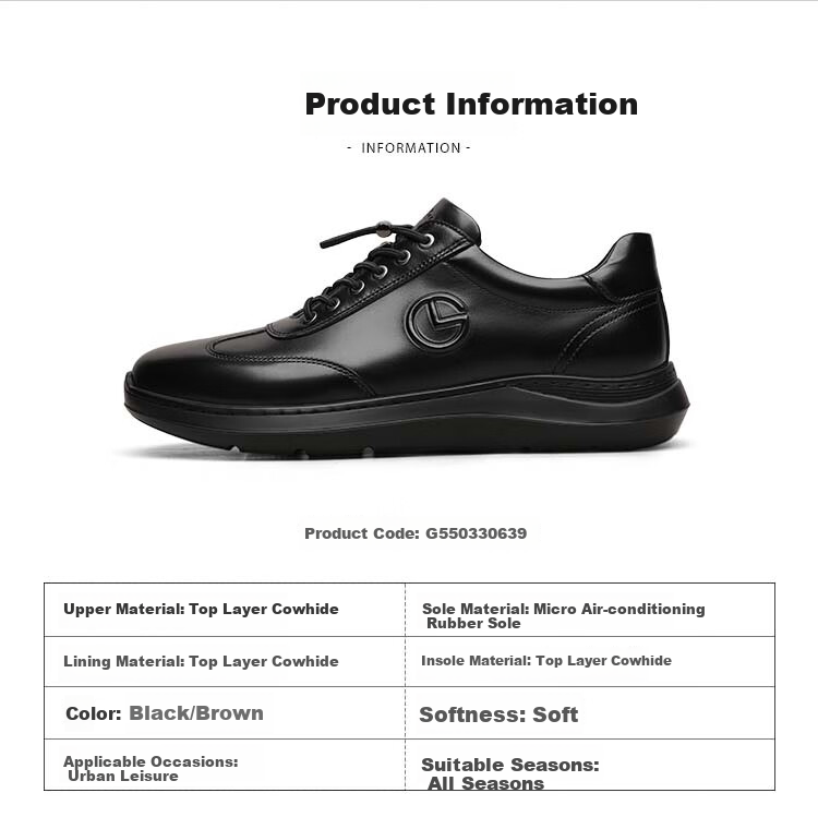 Goldlion [Spring And Summer Refresh] Men's Business Leather Shoes, Breathable Comfortable Slip-On Casual Shoes G550330639AAA Black Size 43 8