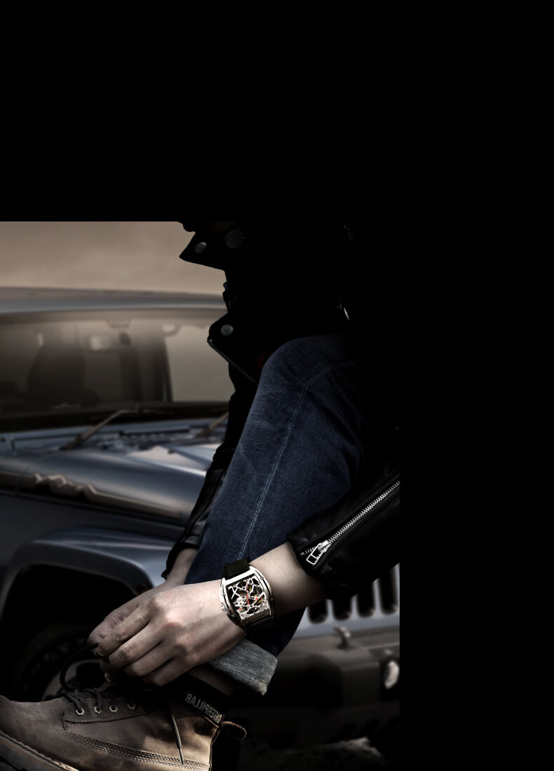 CIGA Design Jijia Fengmang Series Mechanical Wristwatch, Fully Skeletonized Barrel-Shaped Watch, Trendy Men's Watch, Birthday Gift 14