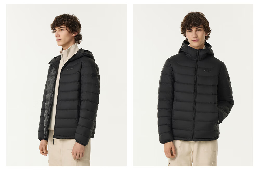 Tanboer Men's Short down Jacket with Hood, Versatile Warm Coat for Autumn And Winter, Inner Liner TA5330259D, Meteor Gray, Size 175 4