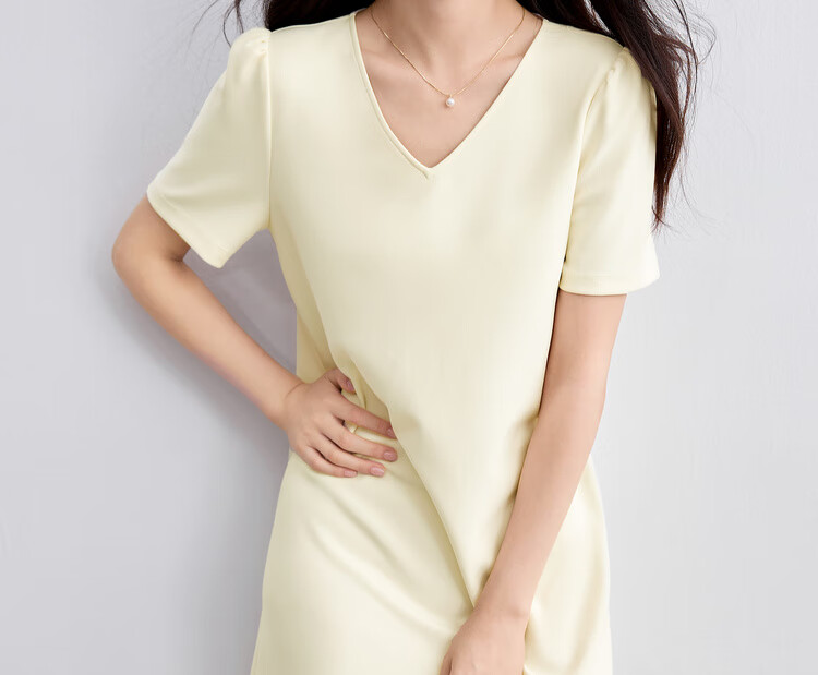 Sentubila V-Neck Patchwork Curved Hem Sequin Embroidered Short Sleeve Dress for Women Summer Elegant Mid-Length Dress 21