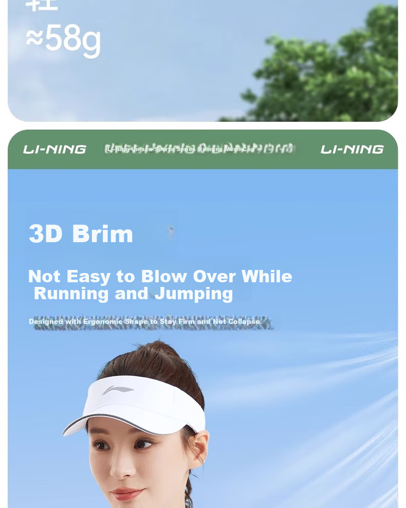 Li-Ning Visor Cap for Men And Women, Summer Sun Hat, Outdoor Hiking UV Protection Cap, Marathon Running Tennis Cap, Lightweight Sun Hat 9