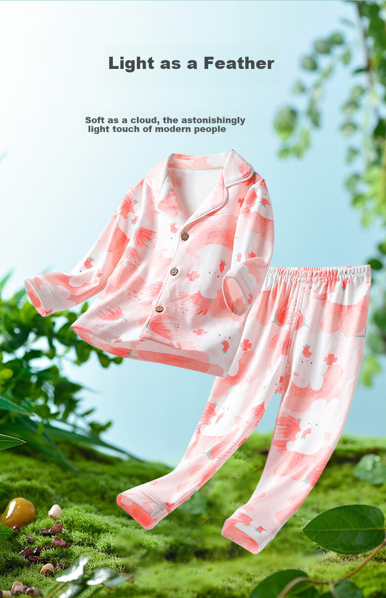 YISHUANGER Children's Homewear Set Girls Pajamas Air Conditioning Clothes Summer Thin Baby Boys Blooming Flower 120 1
