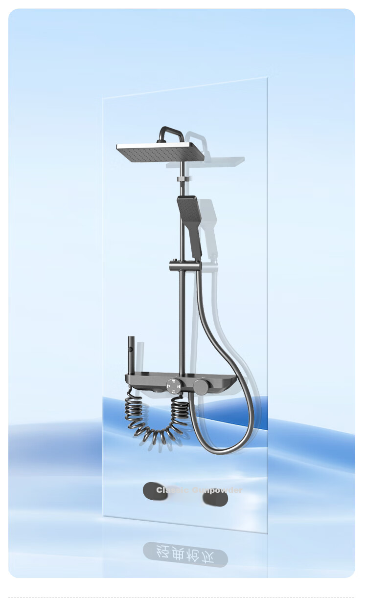 MJONI Shower Head Set with Integrated Design, Surface-Mounted Home Bathroom Shower System, High-Pressure Giant Top Spray with Dual Knobs ZY001 17