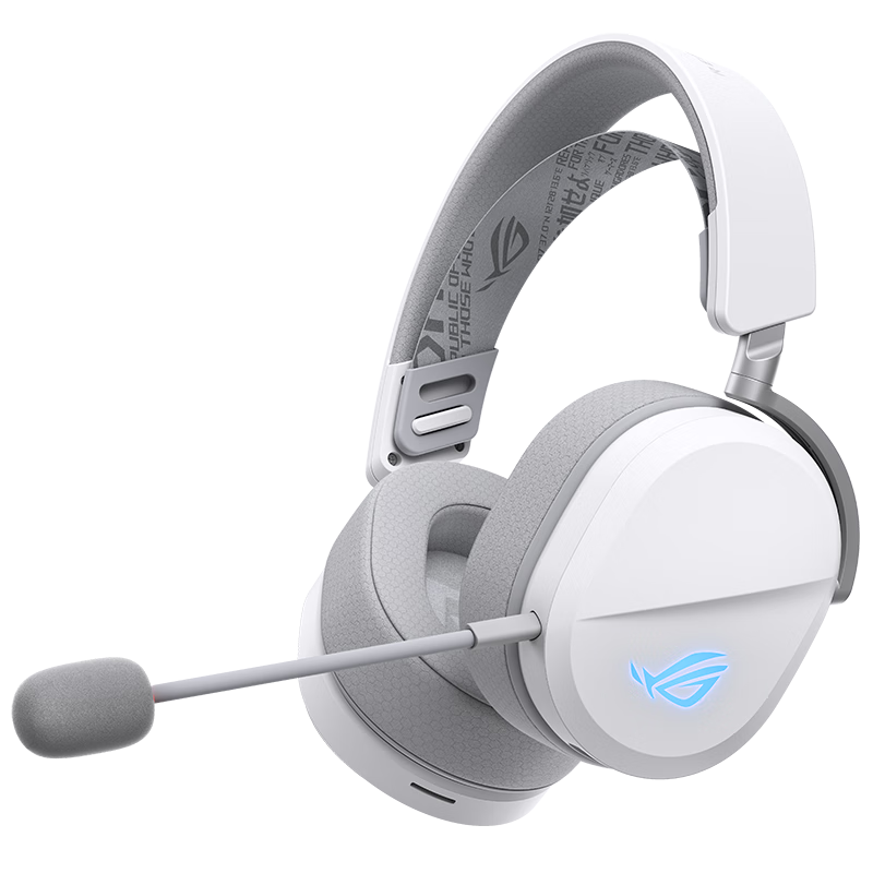 ROG Pofeng Over-Ear Gaming Headset, Wireless Tri-Mode Connection, SpeedNova Wireless Technology, Lightweight Design, RGB Light Synchronization, Moonlight White