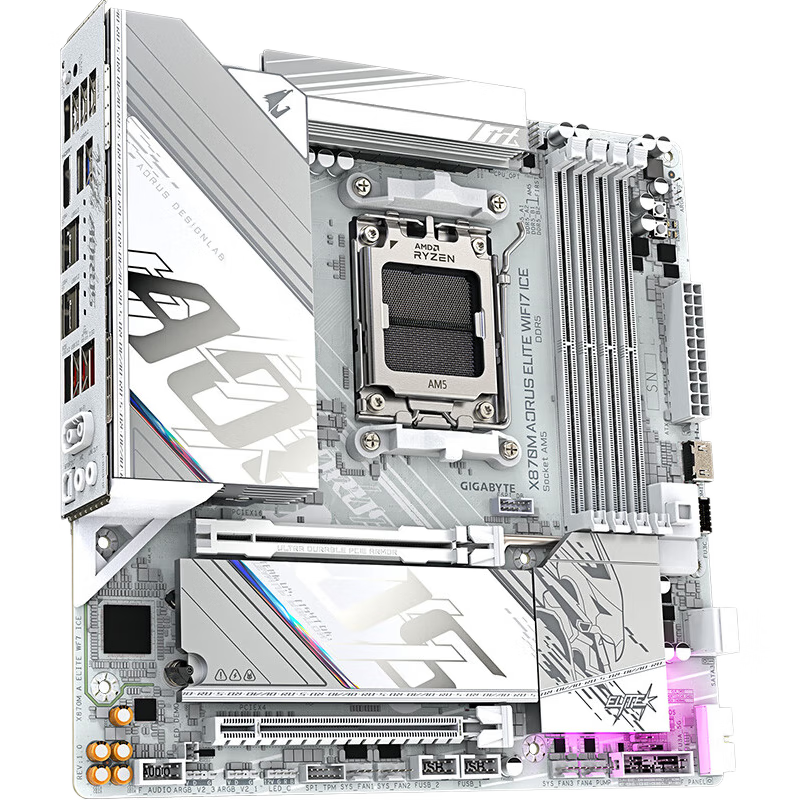 GIGABYTE Bingdiao X870M AORUS ELITE WIFI7 ICE Motherboard DDR5 Supports AMD CPU AM5 9700X 9950X 9900X 9600X