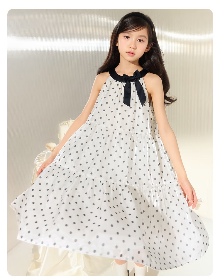 BALABALA Girls' Dress, Children's One-Piece Dress, 2025 Summer Style, for Young And Middle-Aged Children, Plaid Sleeveless Princess Dress, 208225111016 19