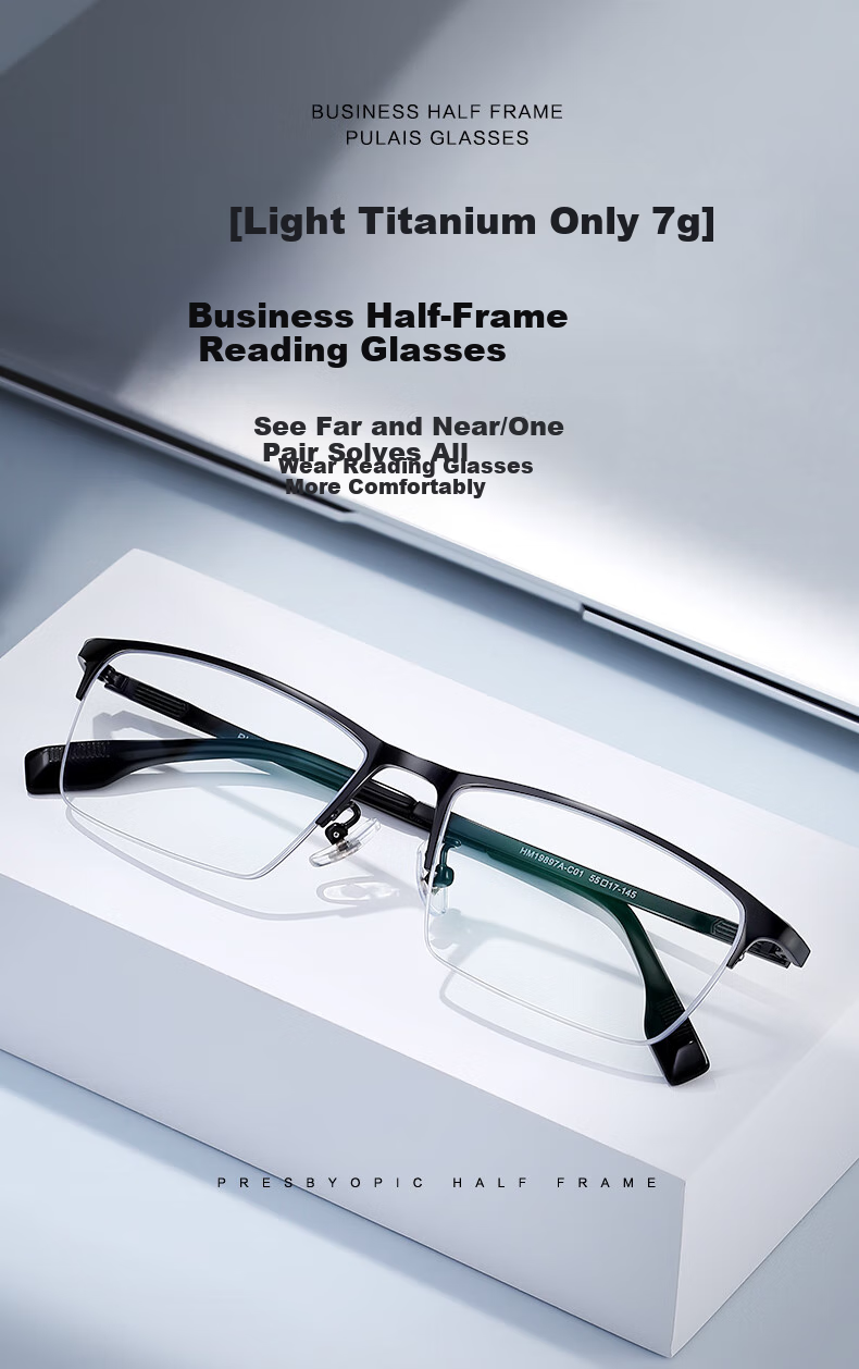 Pulais Reading Glasses for Men, Genuine Product, Imported from Japan, Ultra-Durable MR-8 Digital Anti-Blue Light Presbyopic Business Reading Glasses 1