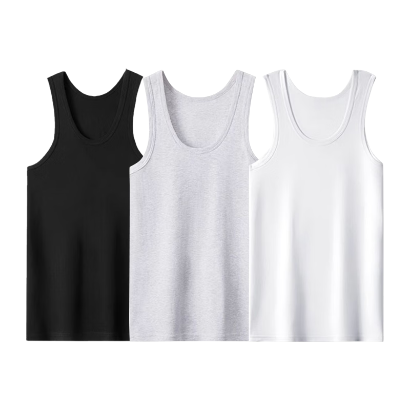 Yalu Men's Tank Top, Summer 100% Cotton Undershirt, Athletic Fitness Sleeveless Vest, Elastic Hurdle Tank Top, Black, 2XL