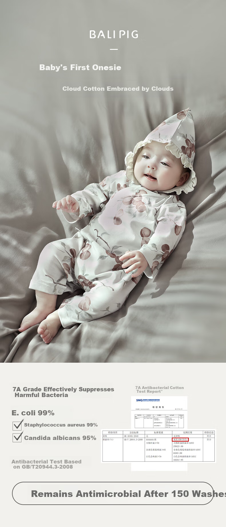 BALIPIG Newborn Baby Clothes 2-Piece Set, Full Moon A-Class Cotton, Baby Boy Romper, Instagram Style, Spring And Autumn Style Onesie for Girls 1