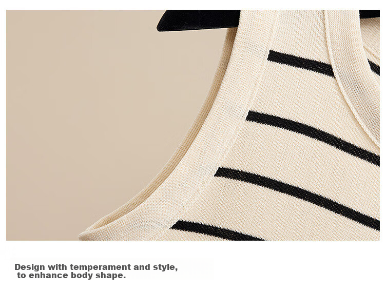 GUJIN Striped Knit Camisole for Women, New French Style Inner Wear, Slim Fit Base Layer Top, Apricot Color 10