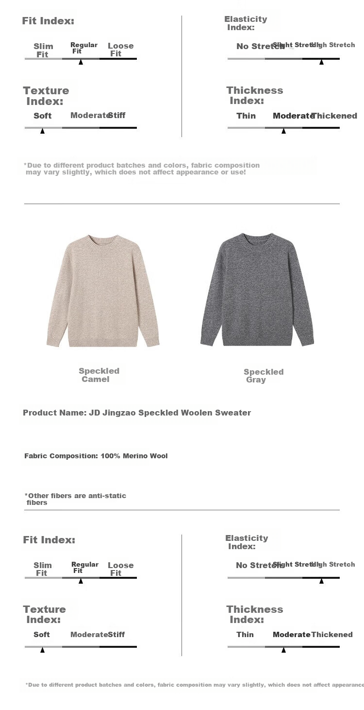JD Jingzao Coarse Knit Sweater Men's Wool Pullover Winter Gray Crew Neck Cashmere Blend 3XL 9