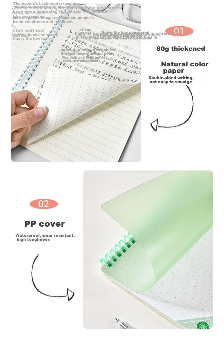 Duoliboshi Stationery B5 Dot Grid Notebook, 60 Sheets, 5*5MM High-Quality Simple Soft Spiral Notebook, Student Error Correction Draft Journal, Portable Learning Supplies, 1 Book 2