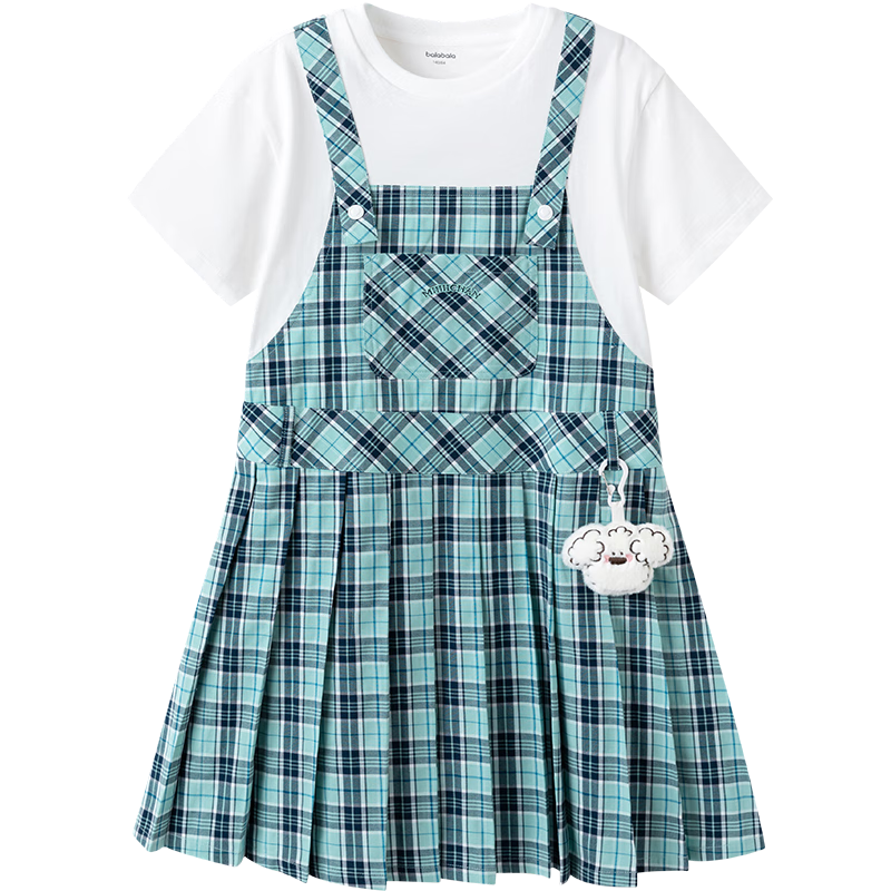 BALABALA Girls' Dress 2025 Summer Faux Two-Piece Suspender Skirt [miiiiichan IP] 202225111067