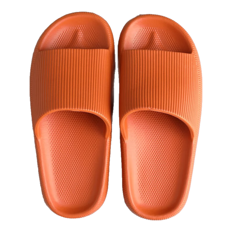 GUOLUOFEI Squishy Slippers for Men, Summer Thick-Soled Home Indoor Bathroom Shower Large Size Sandals, Orange, Size 39-40