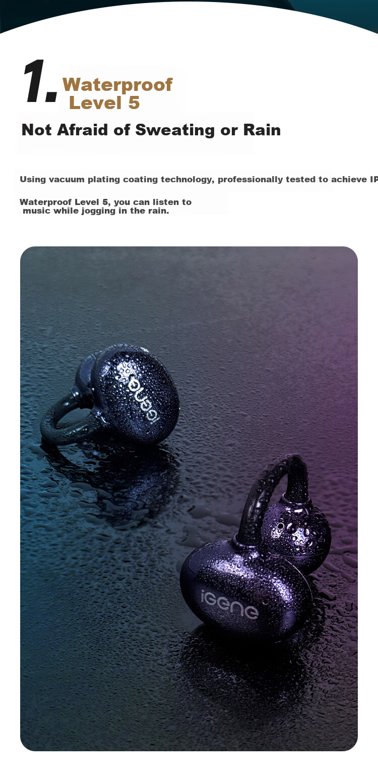 IGene [Sound Quality And Appearance 0 Negative Reviews] Ear Clip Bluetooth Headphones, Open-Ear, Non-In Music Sports Long Battery Life Bone Conduction Concept Suitable for OPPO Huawei Vivo OnePlus 15