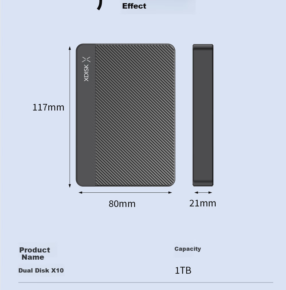 Xiaopan (XDISK) USB 3.0 External Hard Drive 1TB Dual Disk Backup X Series 2.5-Inch Classic Black External Storage for Data, Photos, Videos High-Speed Transfer 19
