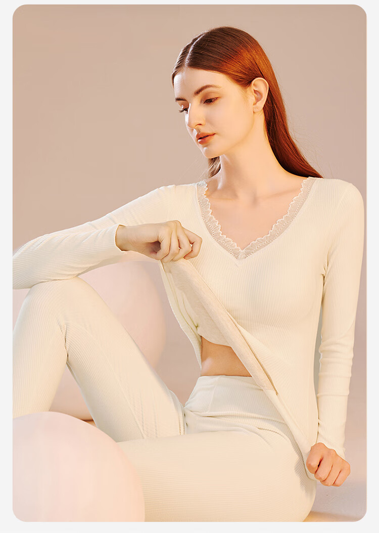 Urban Beauty Women's Cashmere Silk Patch Thermal Top with Chest Pad 2025 New Autumn Winter Thermal Underwear 4