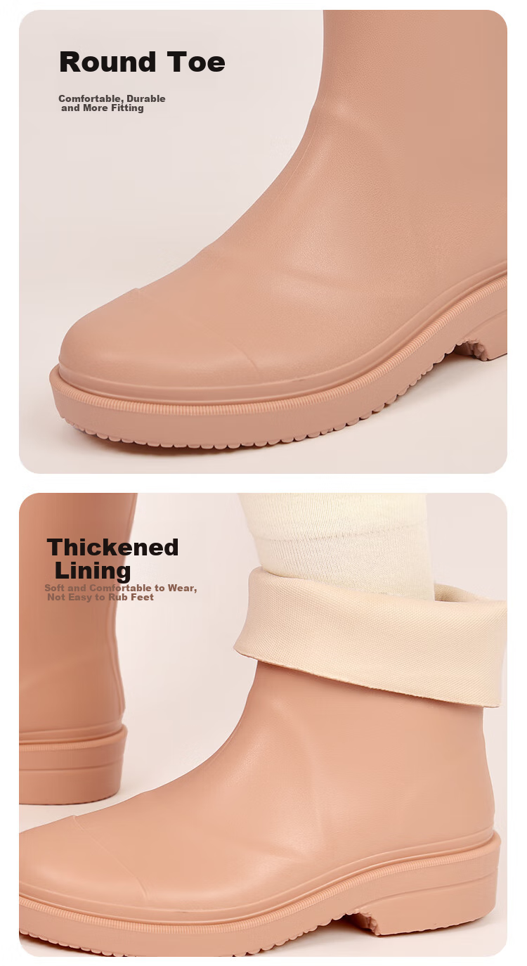 Huili Women's Fashion Rain Boots, Outdoor Waterproof Shoes, Non-Slip Short Boots, Wear-Resistant Rubber Shoes, Water Boots 6023 Khaki Size 40 4
