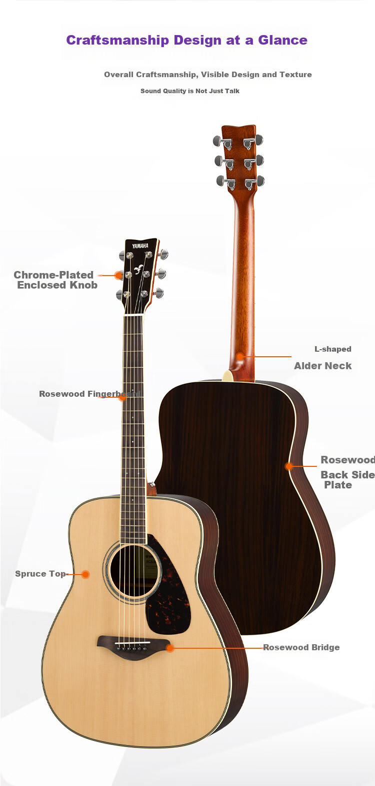YAMAHA FGX830C Acoustic-Electric Solid Wood Top Guitar, Beginner Folk Guitar, Cutaway Guitar, 41-Inch Natural Wood Color 4