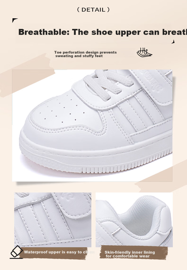 Follow Me Boys And Girls Sports White Sneakers Children's School Campus Shoes Spring And Autumn Fashion Breathable Performance Casual Shoes Xueyuanbai 32 3