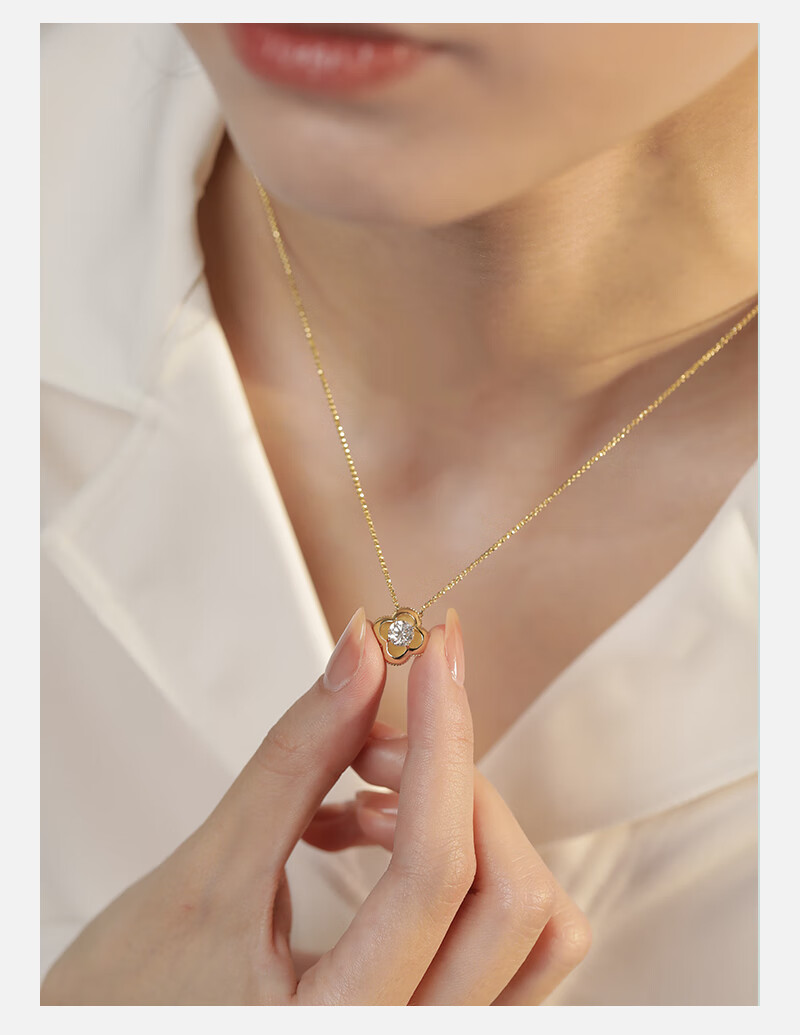MANHE S925 Silver Four-Leaf Clover Moissanite Necklace for Women, 2026 New Light Luxury High-End Birthday Gift for Girlfriend 2