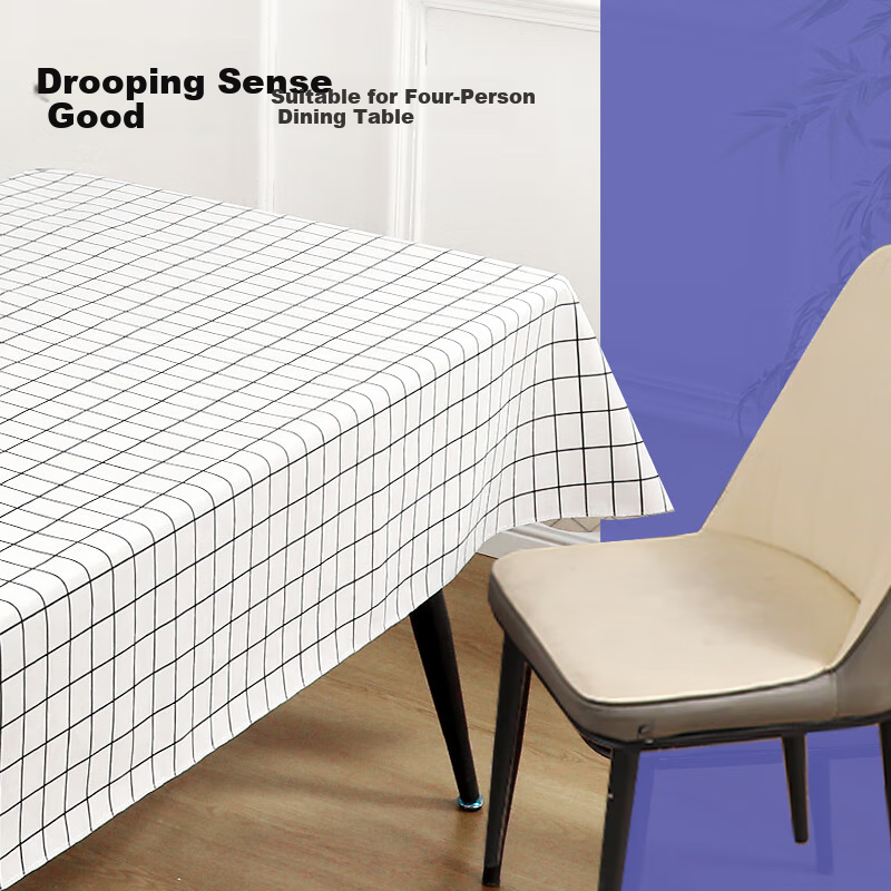 FOOJO Thick, Odorless, Waterproof Tablecloth, Oil-Proof, Heat-Resistant, Anti-Scalding, Suitable for Four-Person Dining Table, 140*180cm, Checkered Patter 4