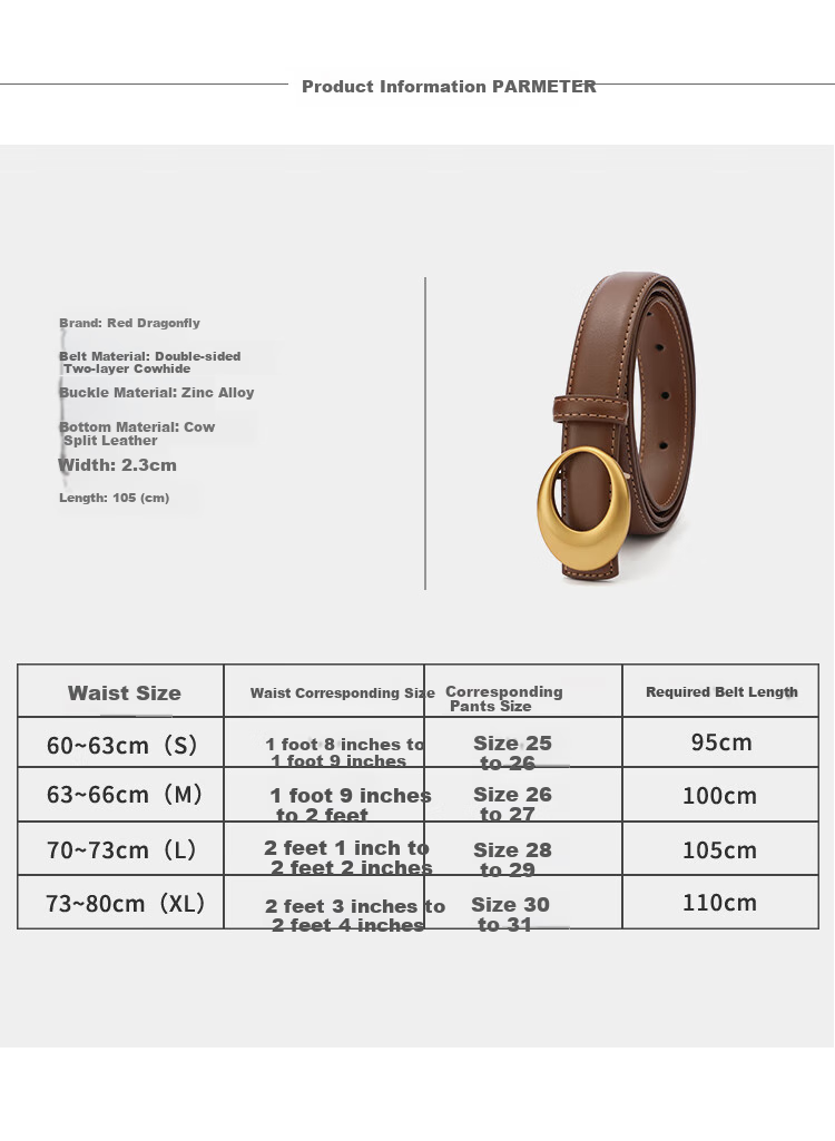 RED DRAGONFLY 2026 New Women's Cowhide Pin Buckle Belt, Trimmable Waistband, Trouser Belt, Birthday Gift for Wife, Comes with Gift Box 9