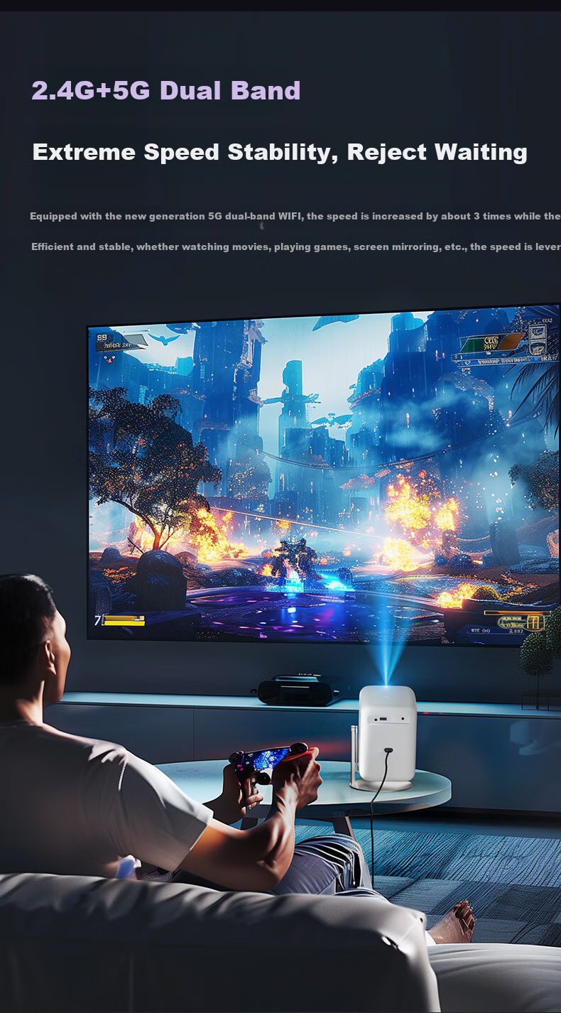 Weiying V3Pro High-Definition Projector with Gimbal, Home Living Room Bedroom Theater, Outdoor Portable Projector (1080P Physical Resolution, Ultra-High Definition) 7