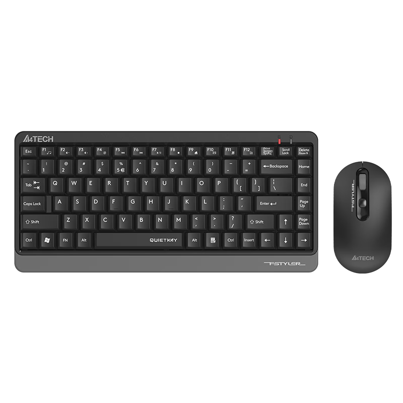 A4TECH FG1120Q, 86-Key Wireless Keyboard And Mouse Set, Compact Thin Film Portable Silent Keyboard And Mouse Combo, Space Gray, Wireless