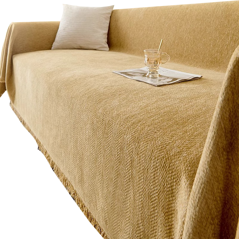 MUJI Sofa Cover Full Wrap Four Seasons Non-Slip Sofa Slipcover 180x260cm Herringbone Khaki