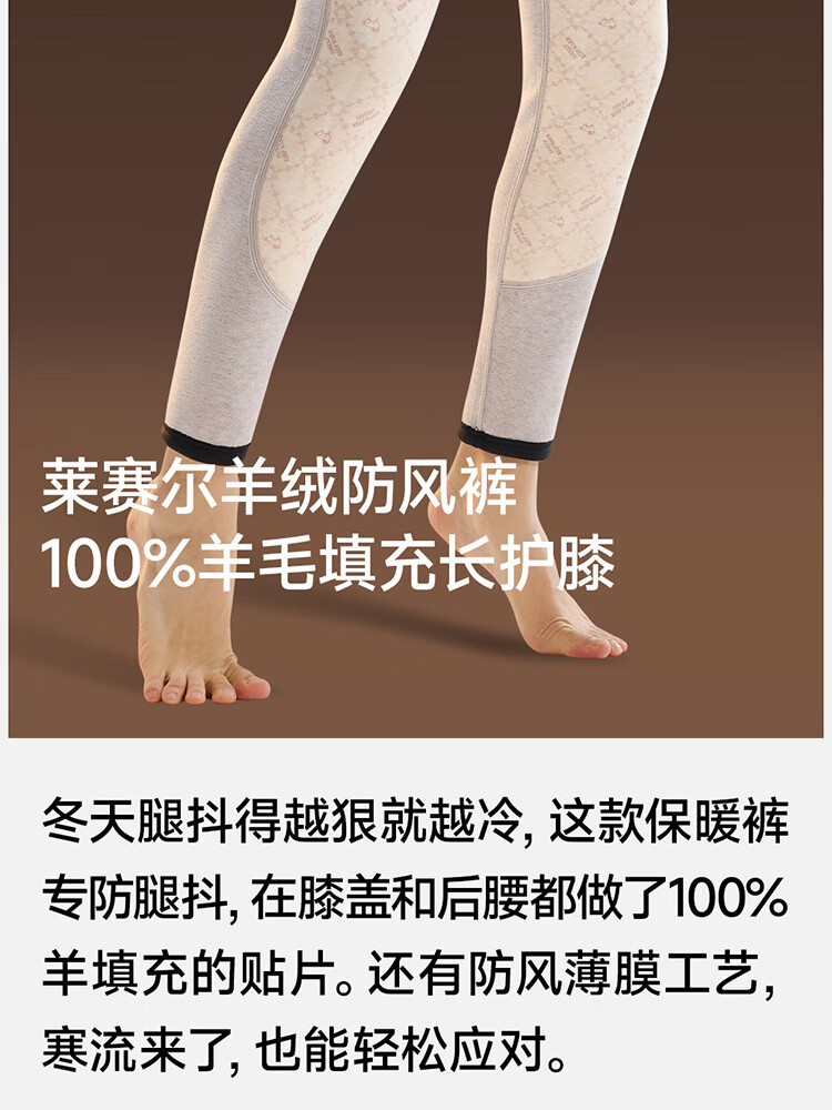 Modal [Cashmere Windproof] Thermal Pants Men's De Rong Tencel 100% Wool Large Knee Protector Cold-Resistant Cotton Base Pants 1