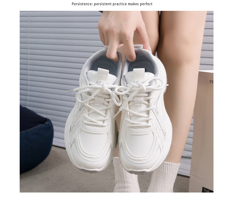 Warrior Women's Sneakers 2026 Spring New Leather Dad Shoes Thick Sole Height Increasing Couple Versatile Running Shoes 7