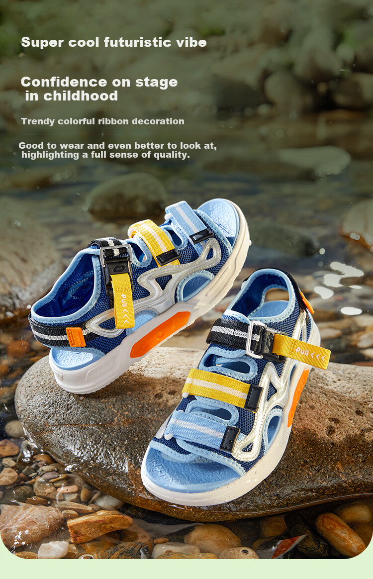 BALABALA Children's Sandals, Boys' Breathable Hollow-Out Shoes, New Summer Beach Shoes, Outdoor Footwear 3
