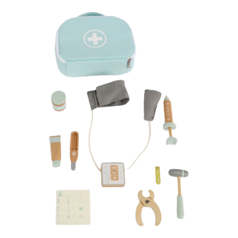 FN Children's Solid Wood Doctor Toy Set with Stethoscope, Pretend Play Medical Kit, Birthday Gift for Baby Girls And Boys
