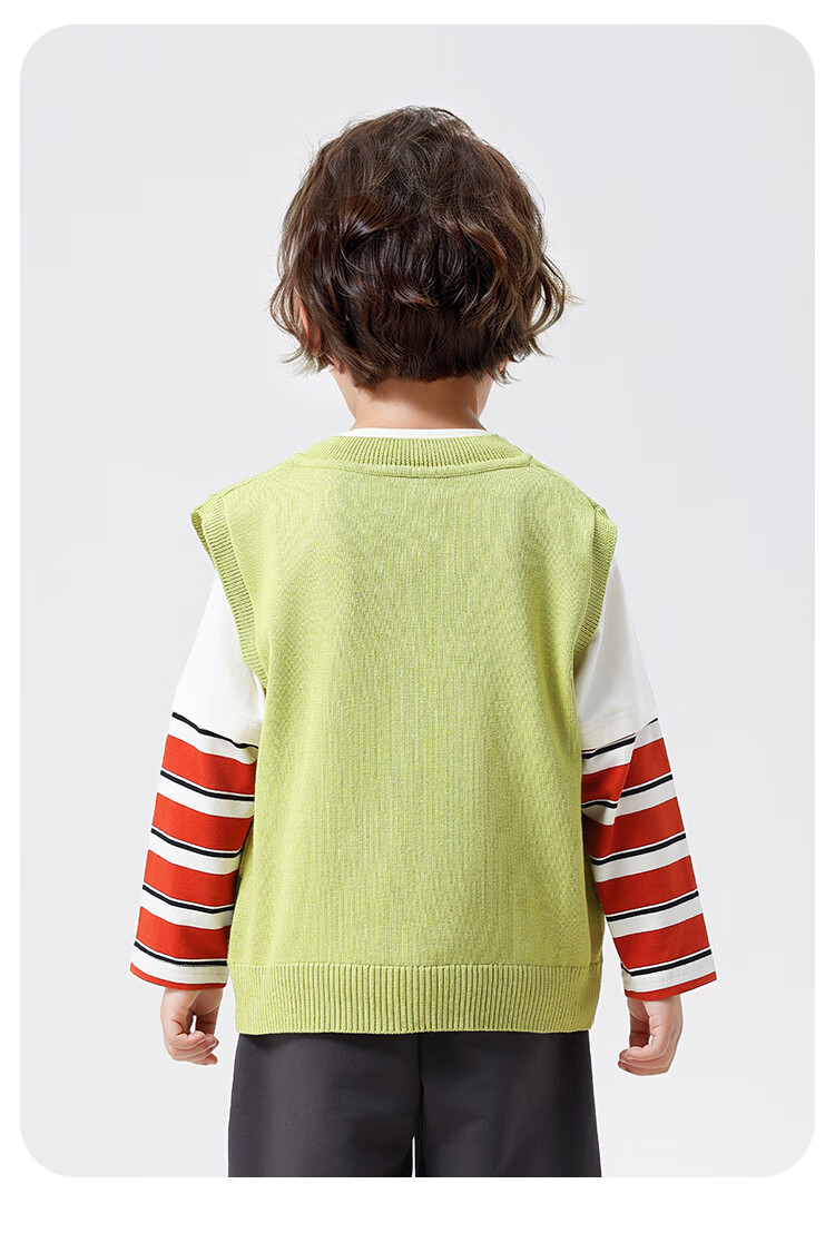 MQDMINI Kids Knitted Vest Boys Girls Sleeveless Sweater Elephant Forest 12