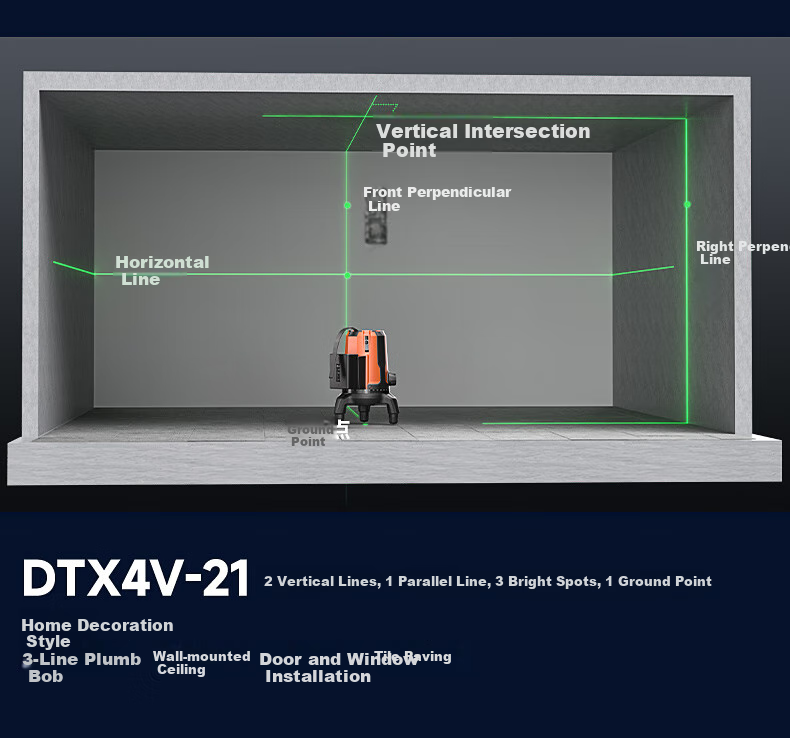 Dongcheng Two-Line Spirit Level, Green Light High-Precision Strong Light Infrared Laser Level, Two-Line Battery*1 14