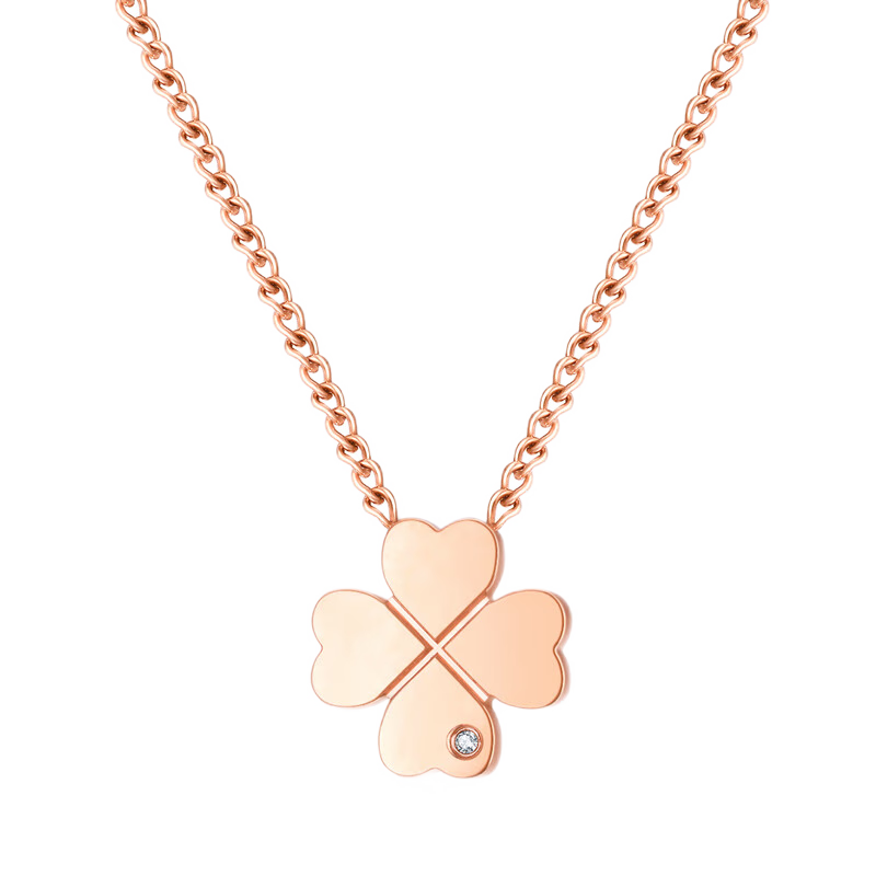 佐卡伊钻石项链幸运四叶草简约百搭节日礼物七夕礼物c00233