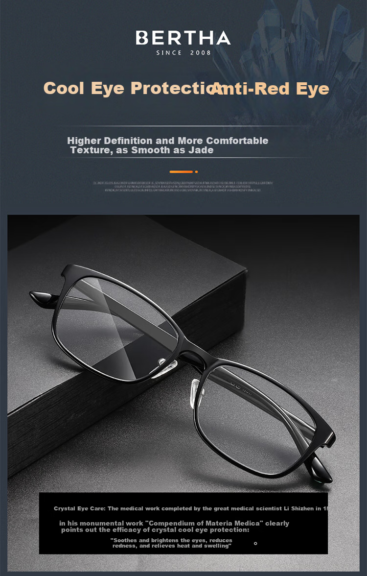 Bertha Natural Crystal Reading Glasses for Men And Women, High-Definition Premium Brand Authentic Middle-Aged And Elderly Donghai Crystal Stone Glasses 5