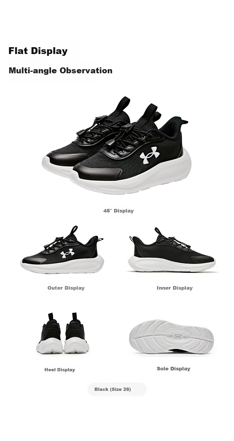 Under Armour Spring And Summer Children's Running Shoes for Boys And Girls, Breathable Mesh Upper, Non-Slip Straps, Comfortable Physical Exam Sports Shoes 13