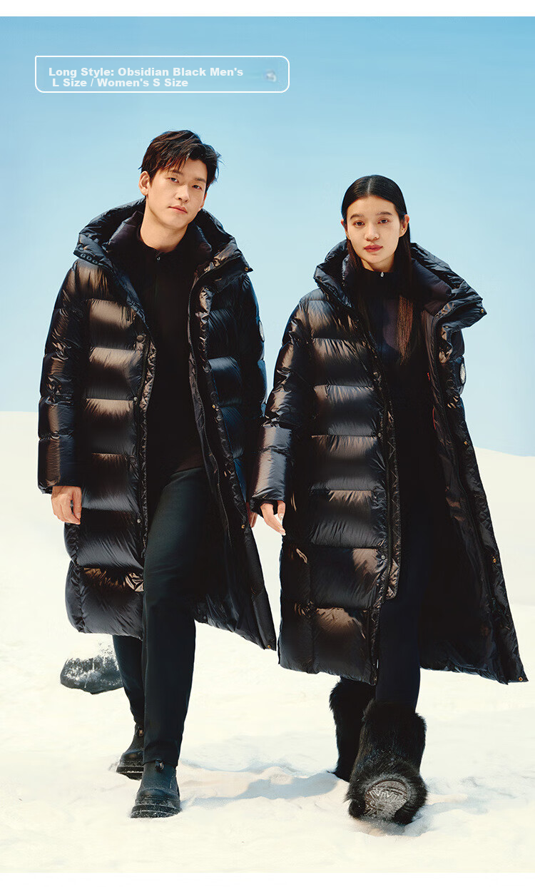 JD Original [Black Gold Imported White Goose down] Mid-Length Goose down Jacket for Men And Women, Winter Coat, Obsidian Black 2XL 22