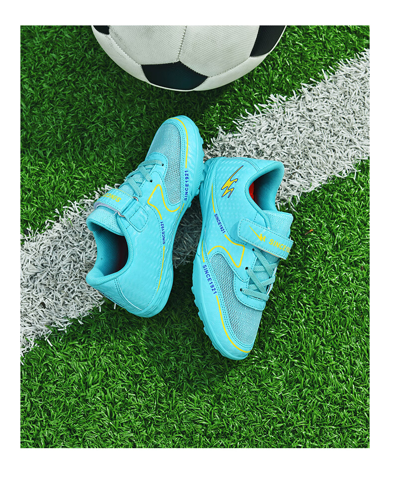 Shuangxing Children's Soccer Shoes TF Turf Studs Velcro Large Kids Student Youth Non-slip Wear-resistant Football Shoes Pink Size 39 8
