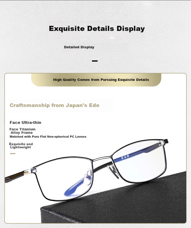 Jingpintang Japanese Imported Reading Glasses for Men, Anti-Blue Light High Definition Memory Titanium Reading Glasses, Sold by JD Authentic Product 300 Degrees 9