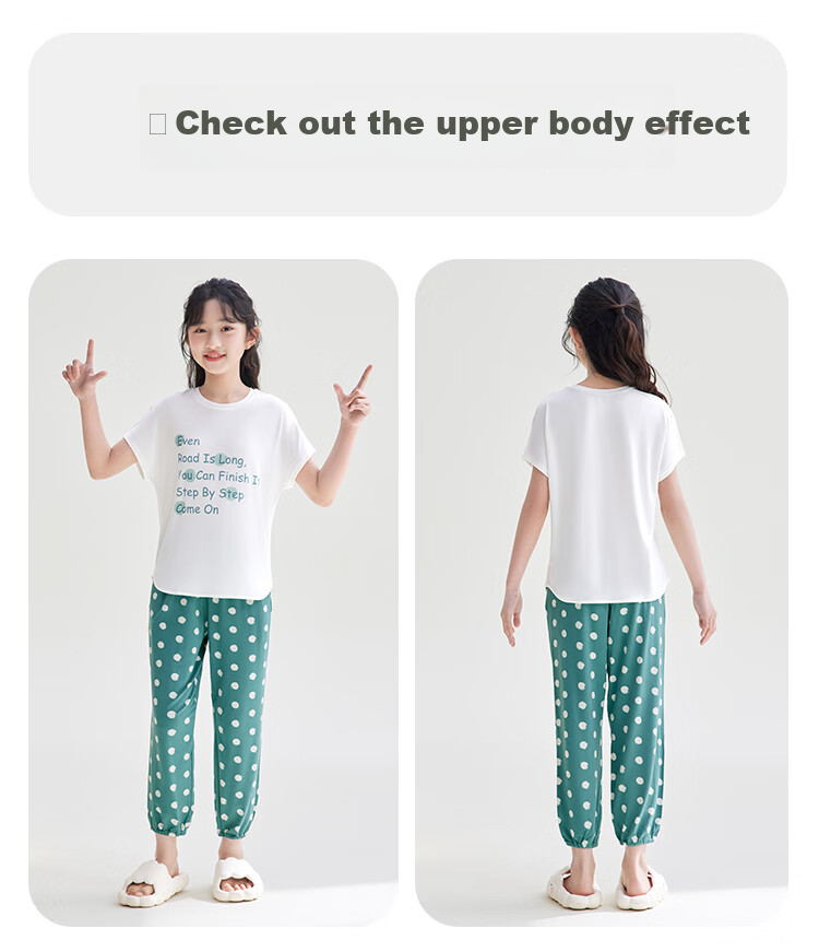 Hodohome [Same As in Mall], Children's Pajamas, Girls' Modal Cool-Feel Short-Sleeve Loungewear, Air Conditioning Wear, 318, Size 150 14