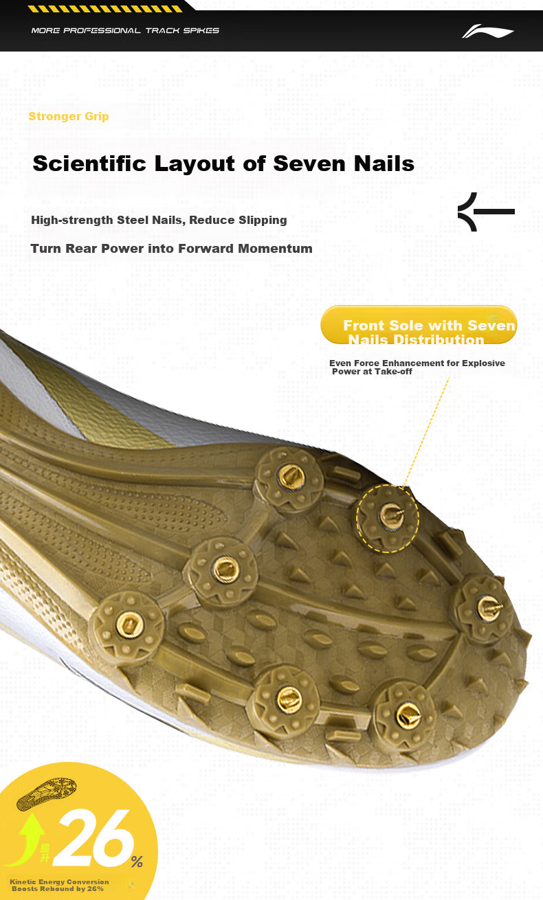Li-Ning Track And Field Sprint Spikes, Full-Length Grip Seven-Spike Shoes for Men And Women, Student Exam Training Spikes 2