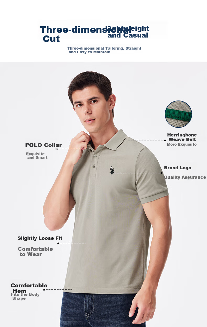 U.S. POLO ASSN. Men's Polo Shirt, Business Casual Summer Short-Sleeve T-Shirt, Collared Half-Sleeve Top, Father's Day Gift 2