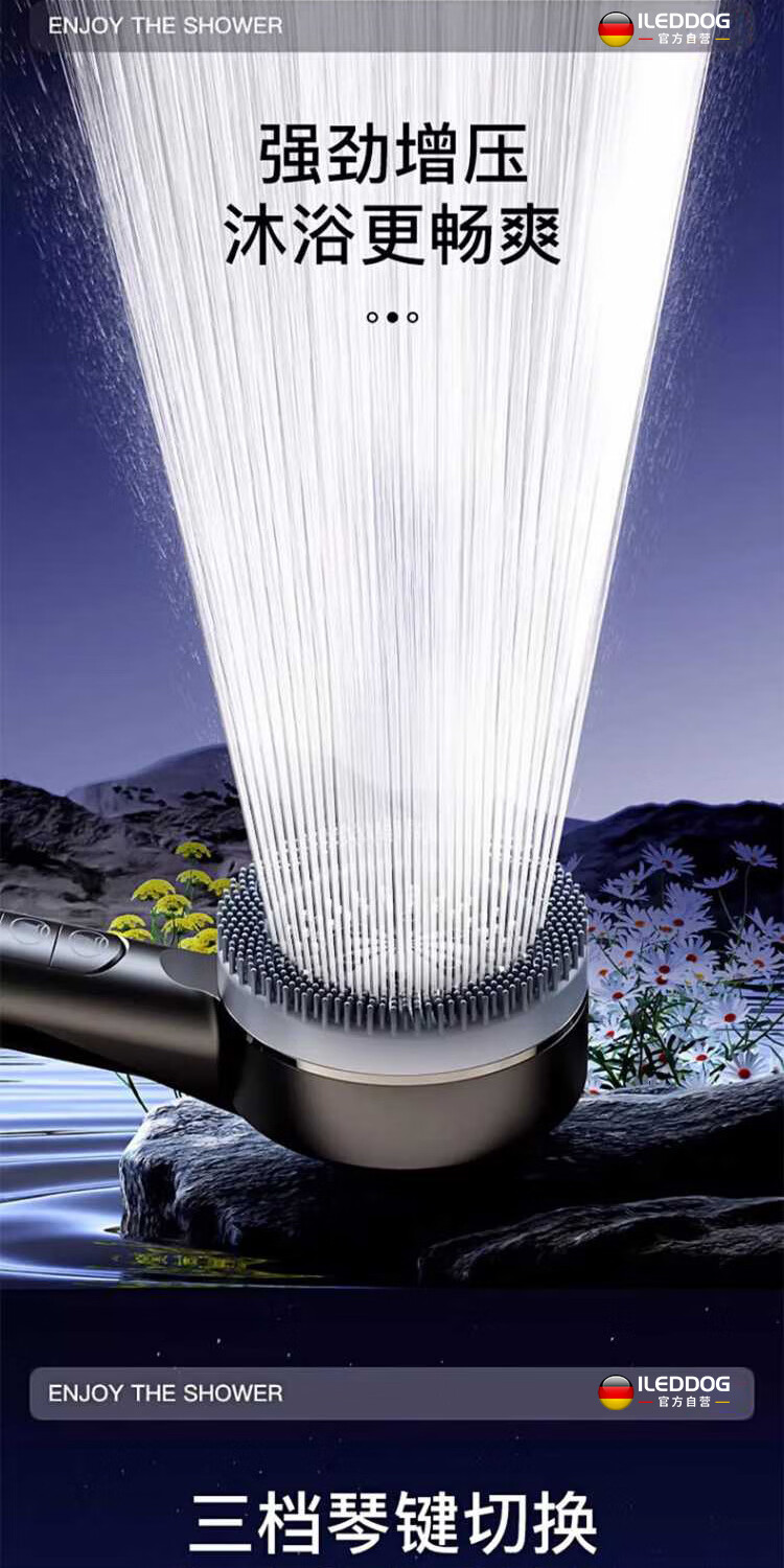 ILeddog [Germany] High-Pressure Shower Head Set with Extra Strong Pressure Bathroom Massage Sprayer TY001 5