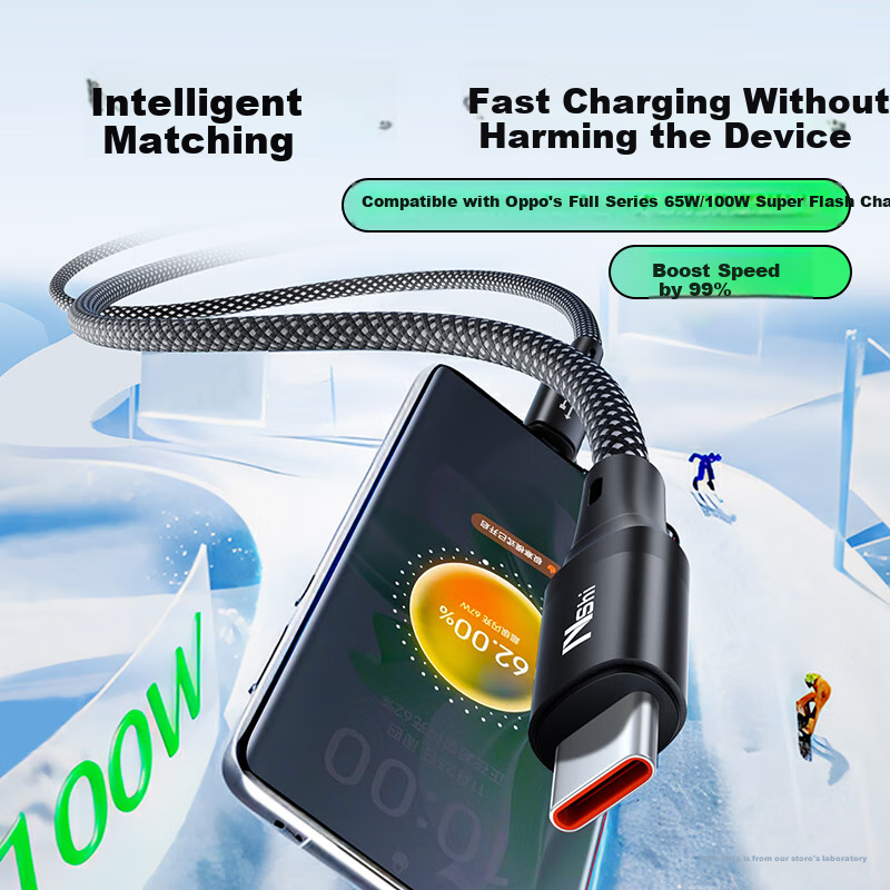 Nengshi Compatible with OPPO Data Cable, Type-C Charging Cable, 80W/65W Super Fast Charging, for FindX7/6/5/Reno12/11/10/9 Zhenwo Phones, Flash Charging Cable, 1 Meter