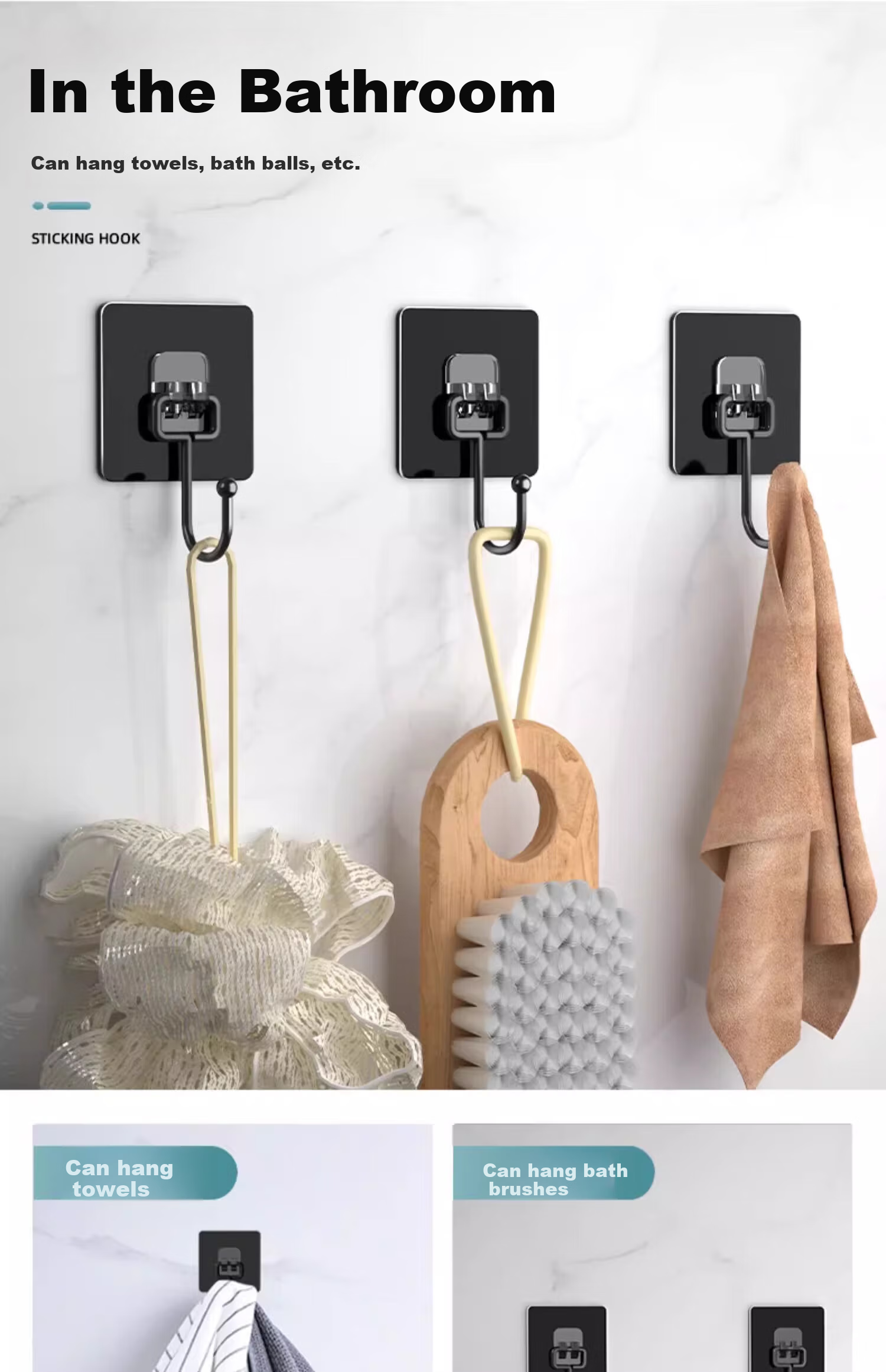 Xinpei Heavy-Duty Metal Hooks, No Drilling Required, Kitchen Bathroom Seamless Hooks, Strong Adhesive-Free Hooks for Bedroom And Bathroom, Indoor Hanging Hooks 6